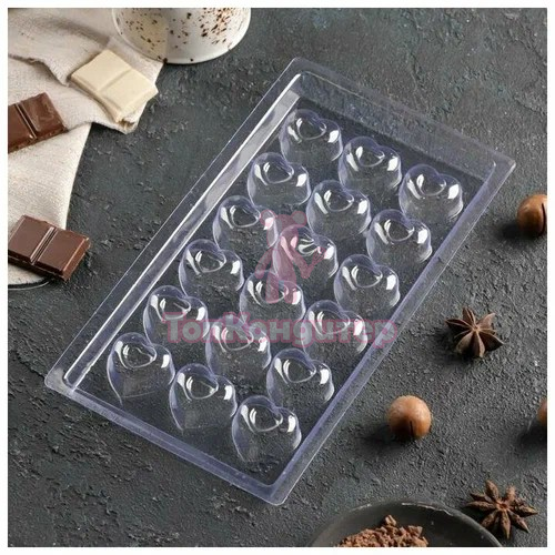 Форма для шоколада «Сердца», 18 ячеек, 22×11 см, пластик