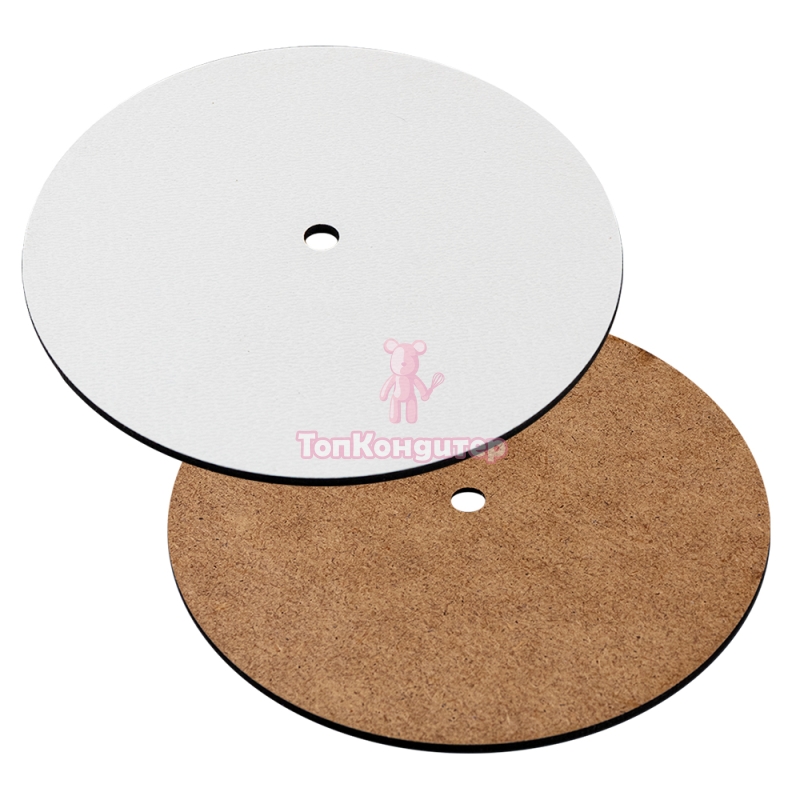 Подложка ламинированная с отверстием белая 26 см , толщина 3 мм