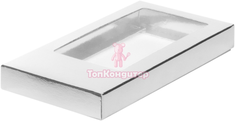 Коробка под дубайский шоколад с окном 15,5 см*7,5 см*2,5 см (Серебро)