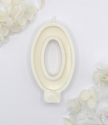 Свеча цифра "0" белая