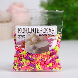 Кондитерская посыпка в цветной глазури "Неон" Лимонный, розовый, ультрафиолет № 926 50 г