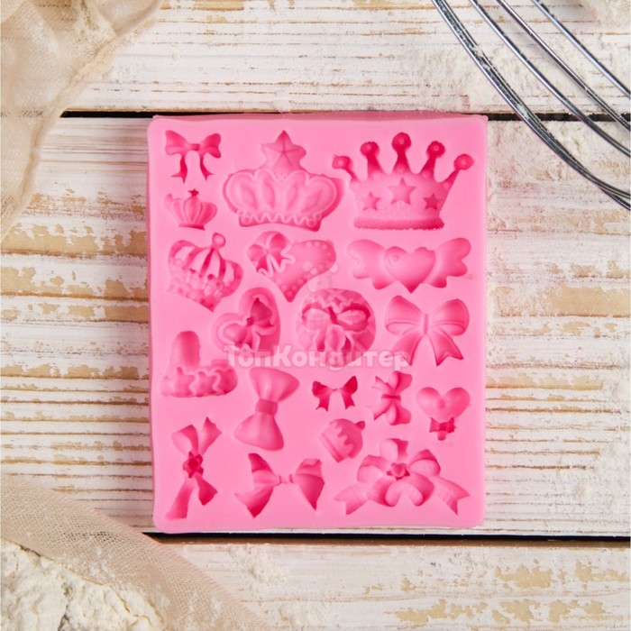 Молд силиконовый 9,1х8,5х1 см "Банты и короны"