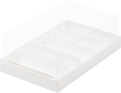 Коробка на 5 эклеров 22 см*13,5 см*7 см с пластиковой крышкой
