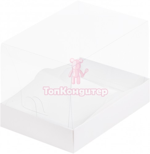 Коробка под  половину рулета 21 см *12 см *12 см Белая с пластиковой крышкой